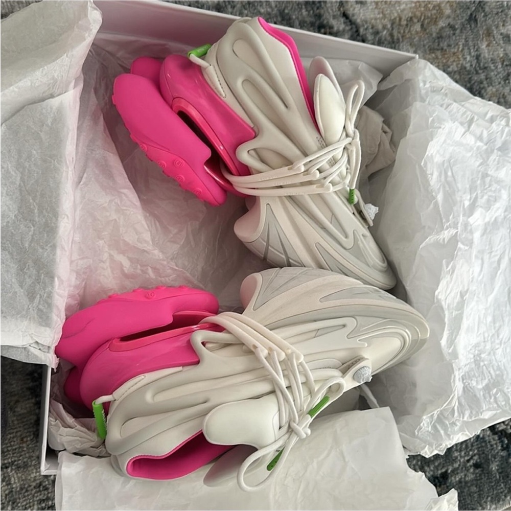 Balmain Pink and White Sneakers